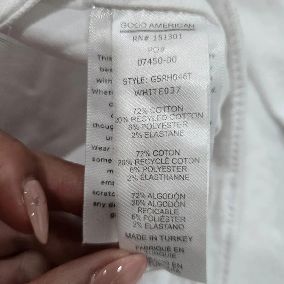 NWT Good American Women's Good Legs Straight Jeans Raw Hem White Size 24 Plus - Picture 8 of 8